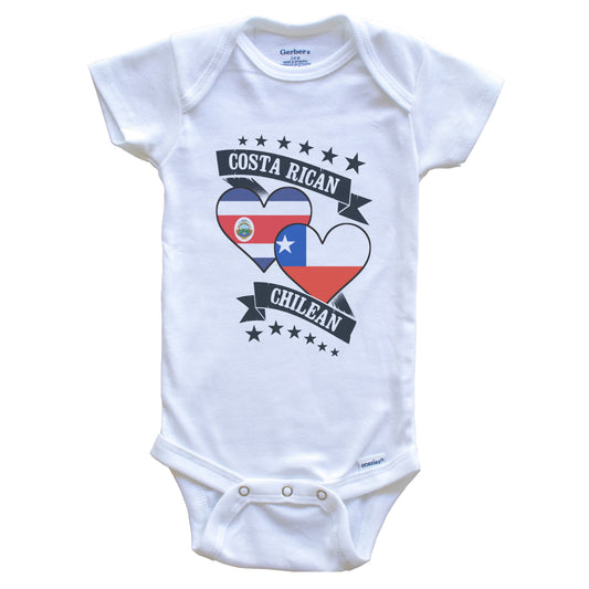 Costa Rican Chilean Heart Flags Costa Rica Chile Baby Bodysuit