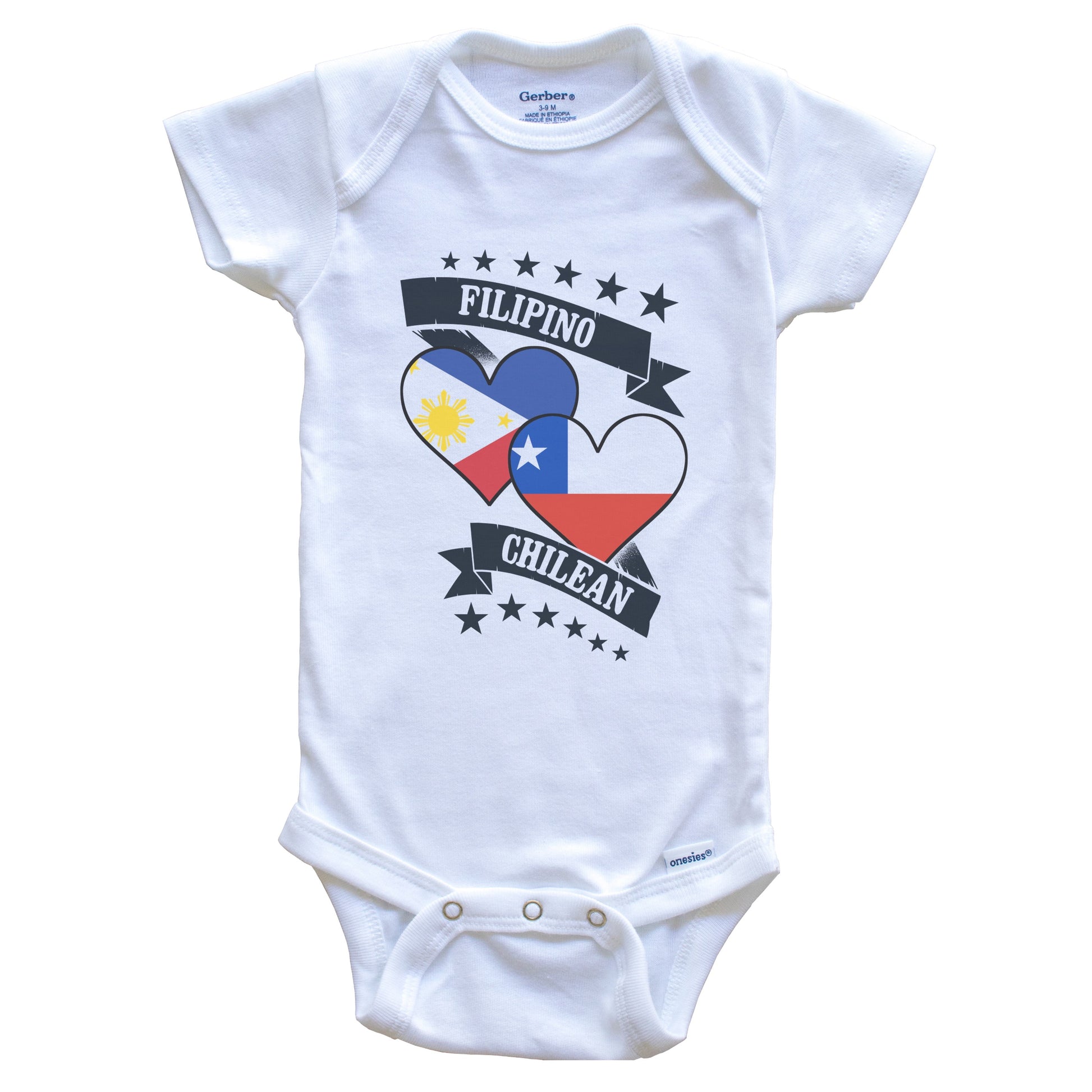 Filipino Chilean Heart Flags Philippines Chile Baby Bodysuit