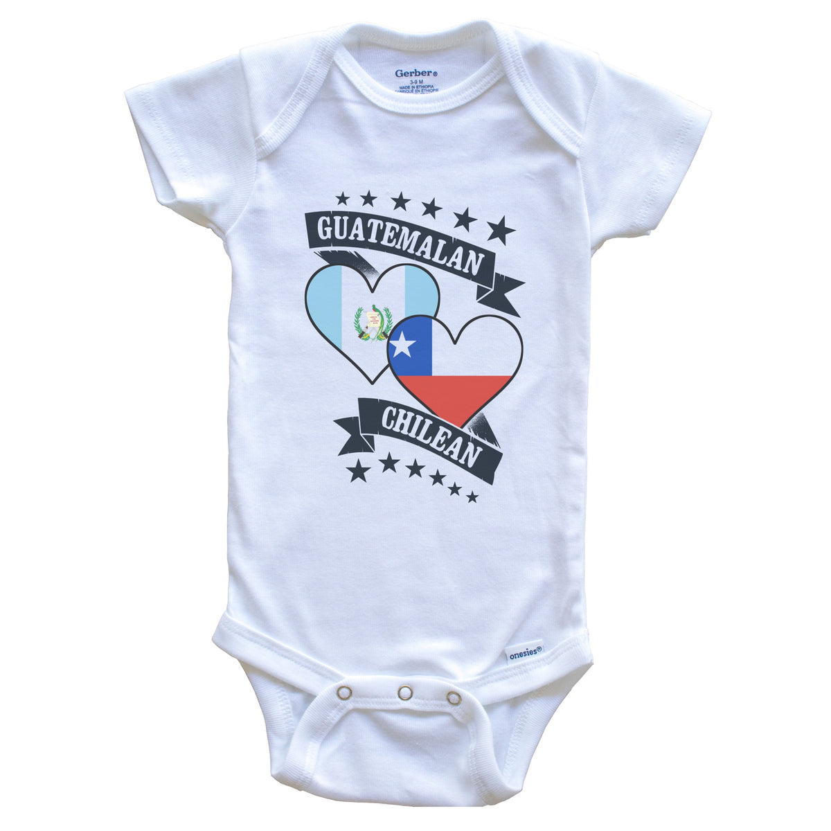 Guatemalan Chilean Heart Flags Guatemala Chile Baby Bodysuit