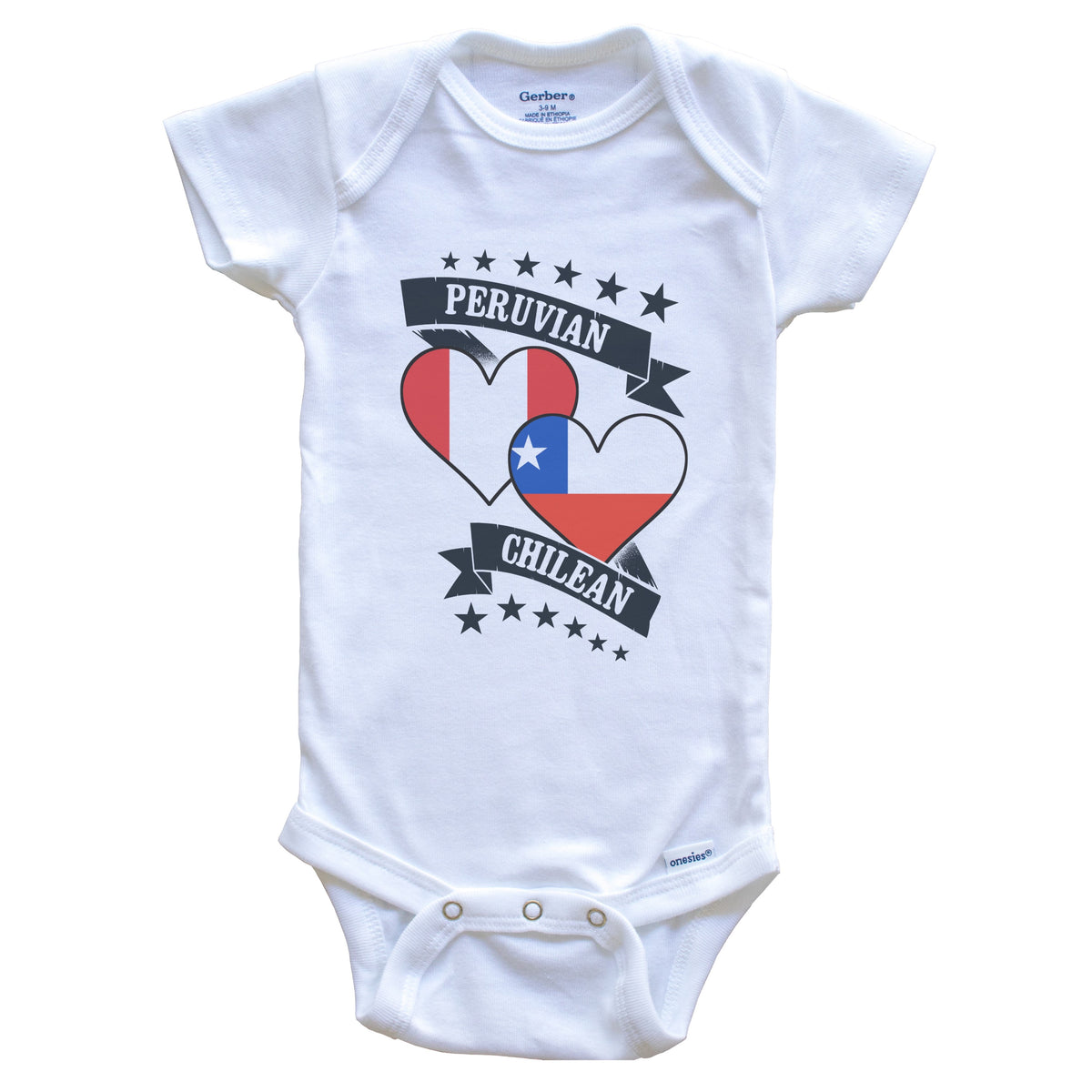 Peruvian Chilean Heart Flags Peru Chile Baby Bodysuit