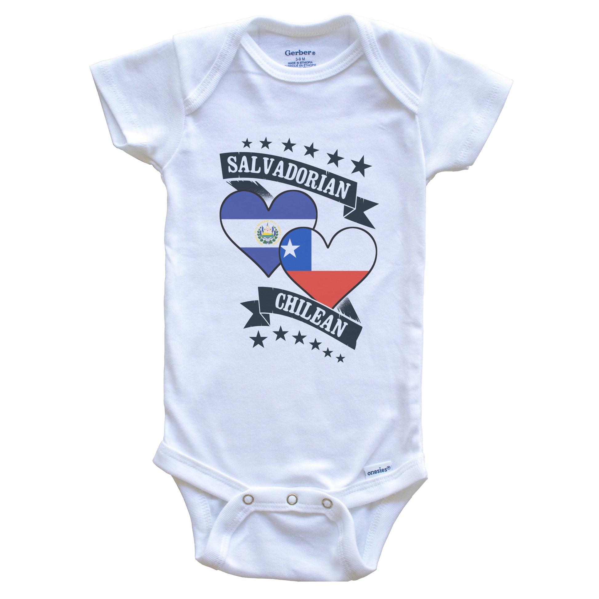 Salvadorian Chilean Heart Flags El Salvador Chile Baby Bodysuit