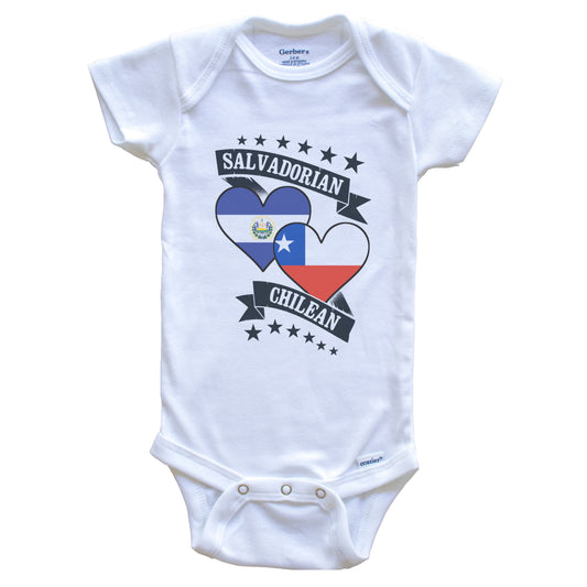 Salvadorian Chilean Heart Flags El Salvador Chile Baby Bodysuit