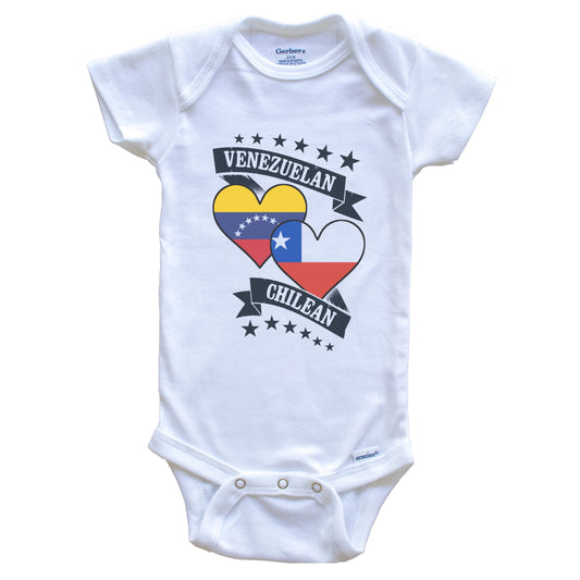 Venezuelan Chilean Heart Flags Venezuela Chile Baby Bodysuit