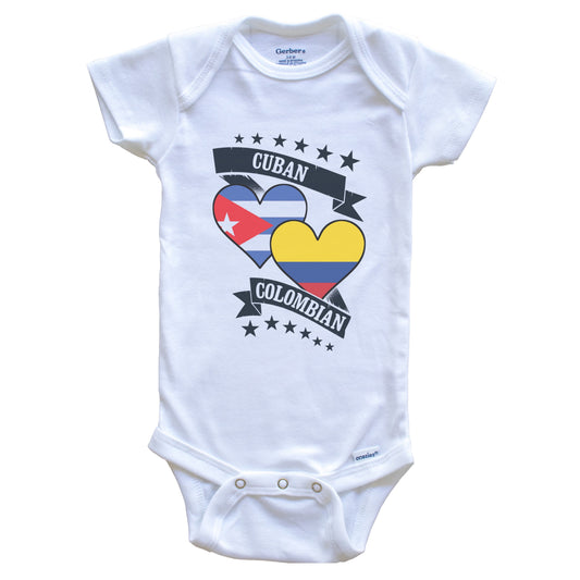 Cuban Colombian Heart Flags Cuba Colombia Baby Bodysuit