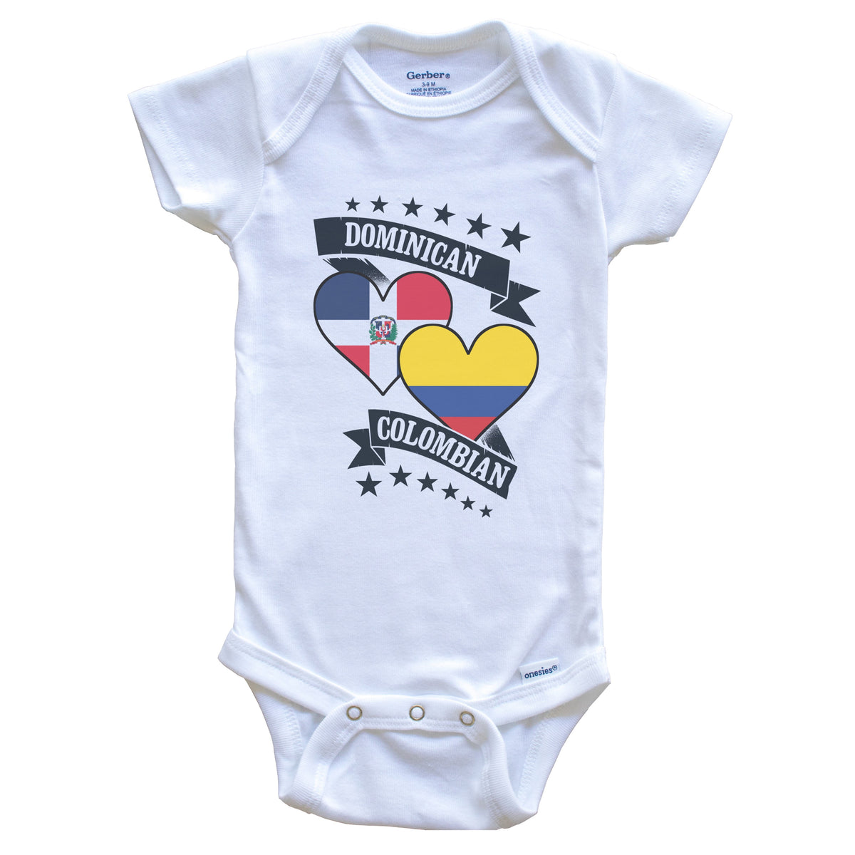Dominican Colombian Heart Flags Dominican Republic Colombia Baby Bodysuit