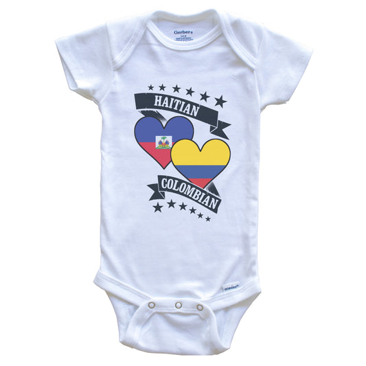 Haitian Colombian Heart Flags Haiti Colombia Baby Bodysuit