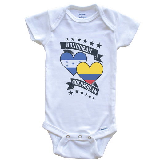 Honduran Colombian Heart Flags Honduras Colombia Baby Bodysuit