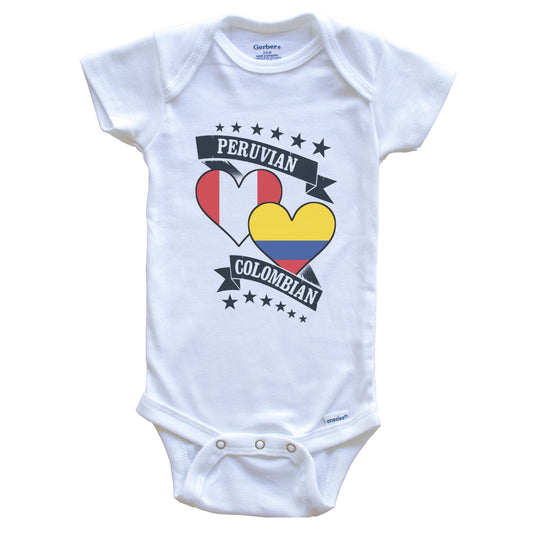 Peruvian Colombian Heart Flags Peru Colombia Baby Bodysuit