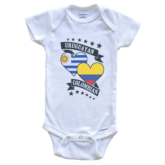 Uruguayan Colombian Heart Flags Uruguay Colombia Baby Bodysuit