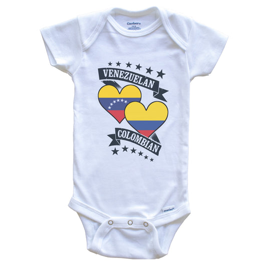 Venezuelan Colombian Heart Flags Venezuela Colombia Baby Bodysuit