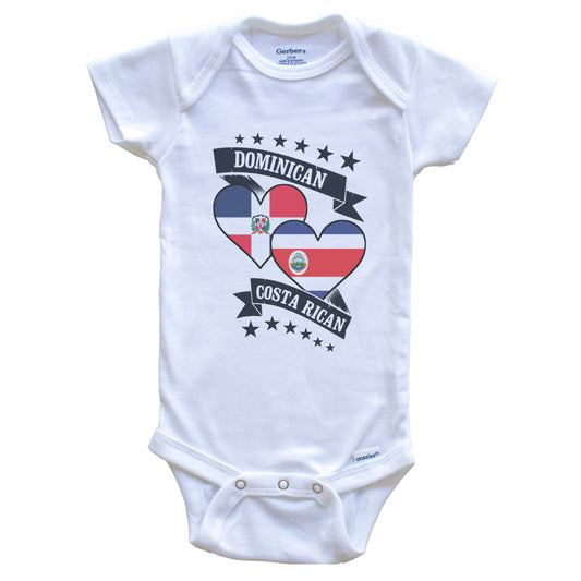 Dominican Costa Rican Heart Flags Dominican Republic Costa Rica Baby Bodysuit