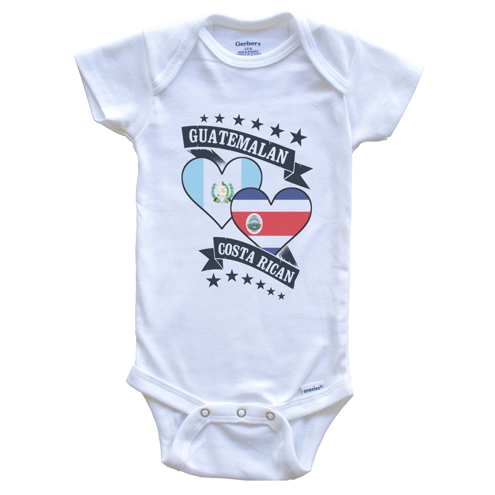 Guatemalan Costa Rican Heart Flags Guatemala Costa Rica Baby Bodysuit