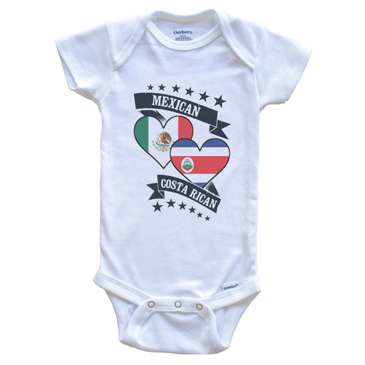 Mexican Costa Rican Heart Flags Mexico Costa Rica Baby Bodysuit