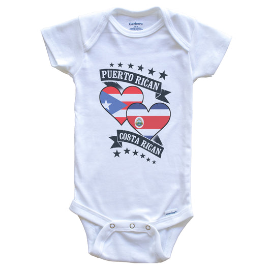 Puerto Rican Costa Rican Heart Flags Puerto Rico Costa Rica Baby Bodysuit