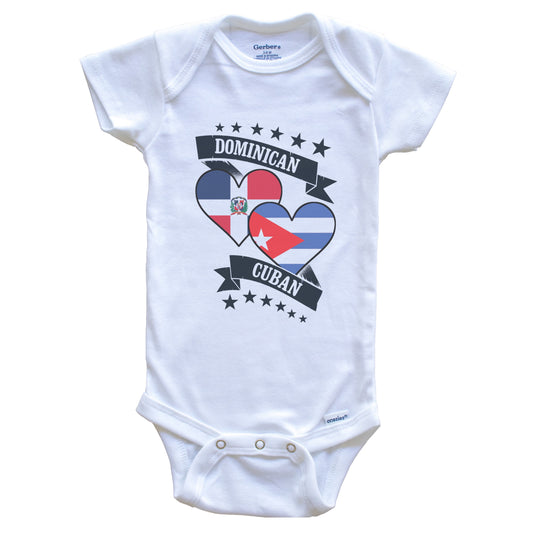 Dominican Cuban Heart Flags Dominican Republic Cuba Baby Bodysuit