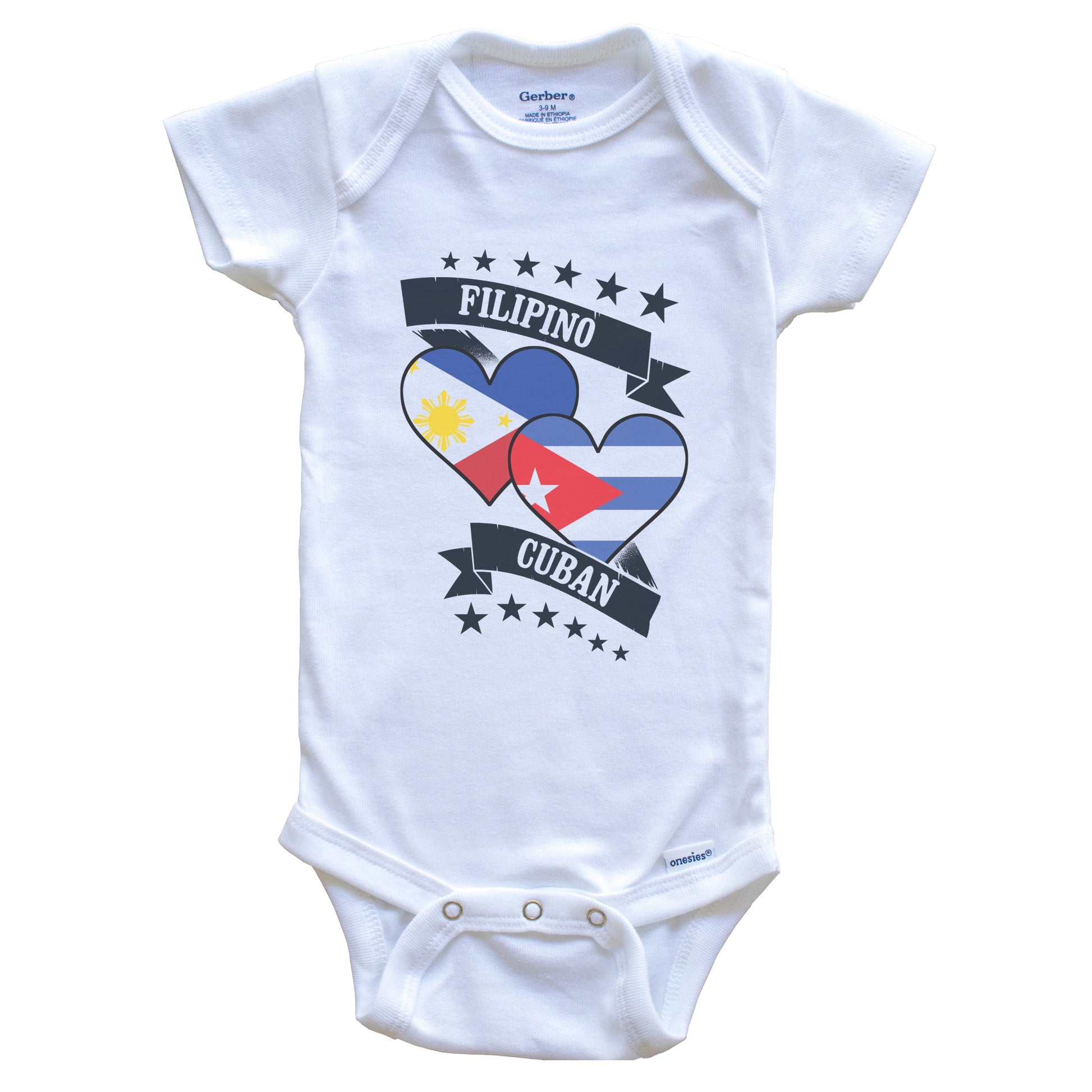 Filipino Cuban Heart Flags Philippines Cuba Baby Bodysuit