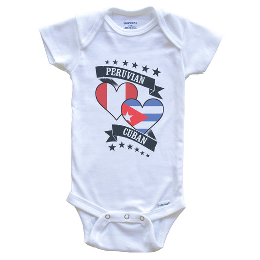 Peruvian Cuban Heart Flags Peru Cuba Baby Bodysuit