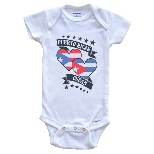 Puerto Rican Cuban Heart Flags Puerto Rico Cuba Baby Bodysuit