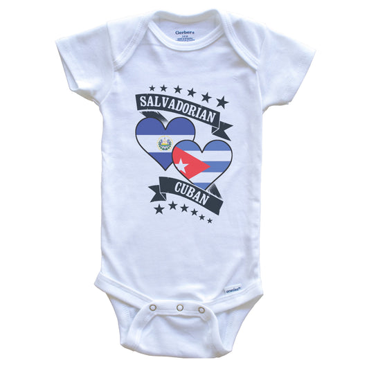 Salvadorian Cuban Heart Flags El Salvador Cuba Baby Bodysuit