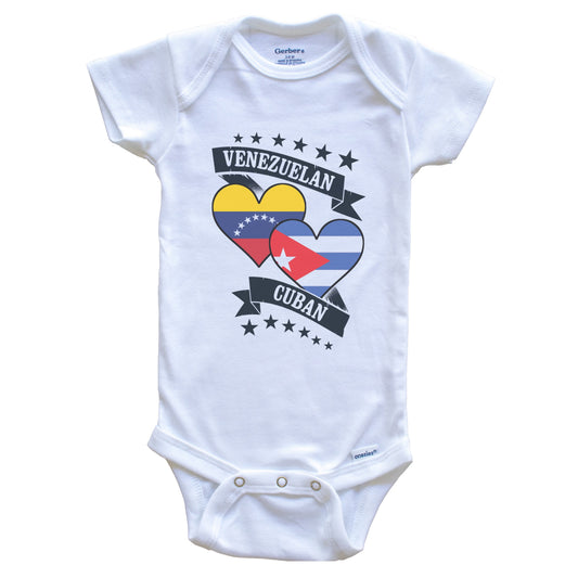 Venezuelan Cuban Heart Flags Venezuela Cuba Baby Bodysuit