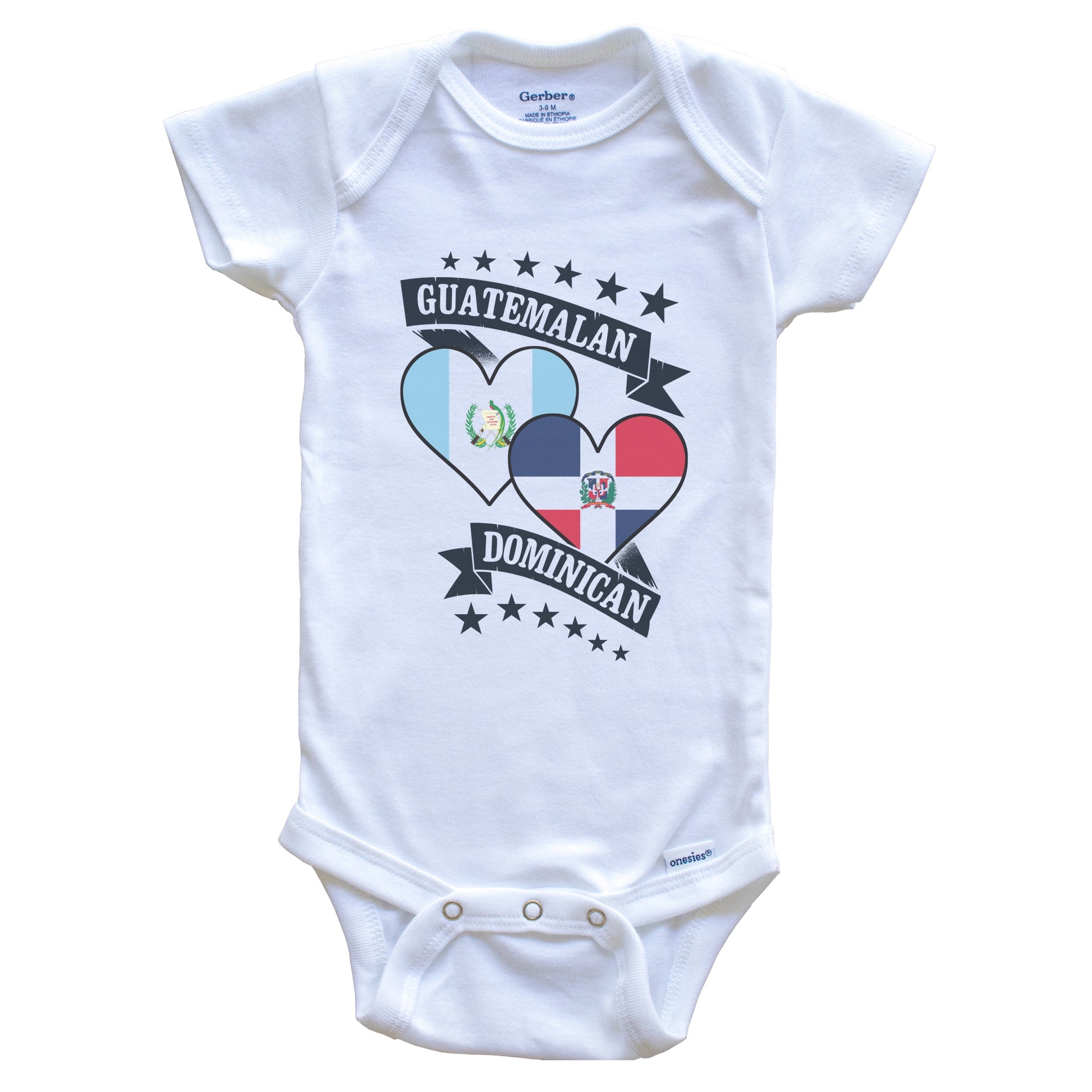 Guatemalan Dominican Heart Flags Guatemala Dominican Republic Baby Bodysuit