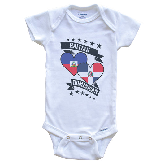 Haitian Dominican Heart Flags Haiti Dominican Republic Baby Bodysuit