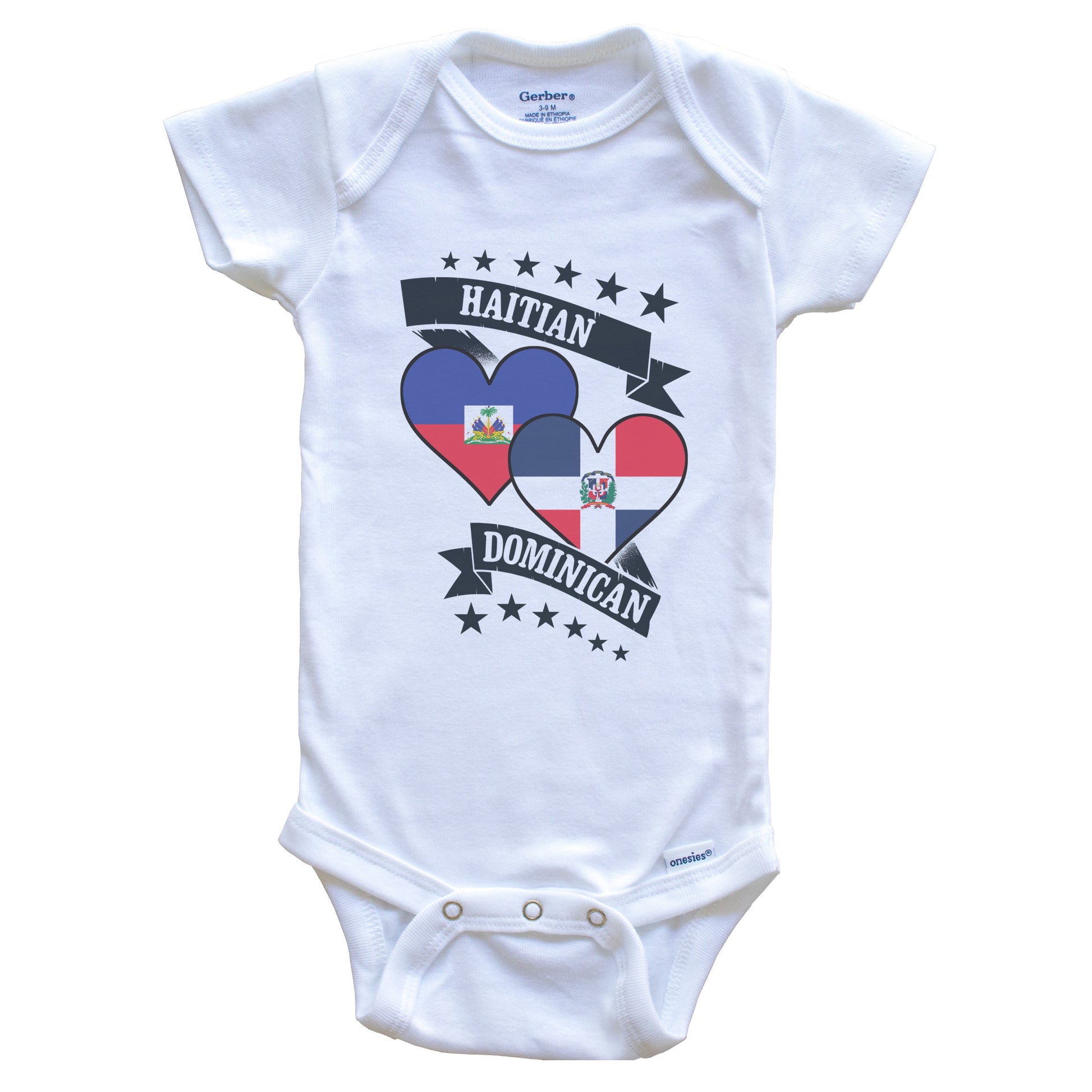 Haitian Dominican Heart Flags Haiti Dominican Republic Baby Bodysuit