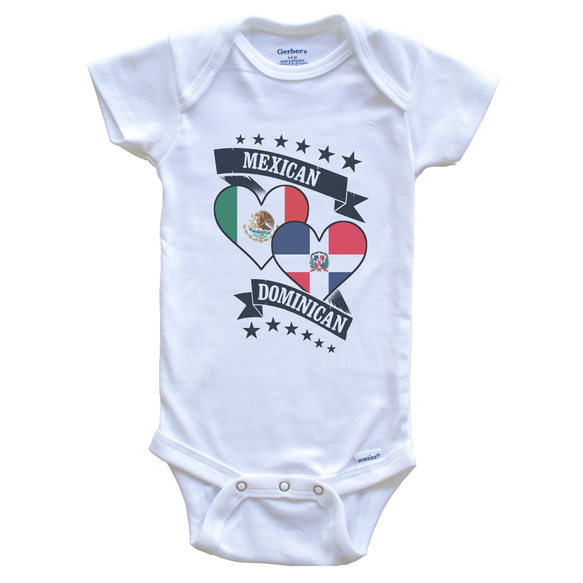 Mexican Dominican Heart Flags Mexico Dominican Republic Baby Bodysuit