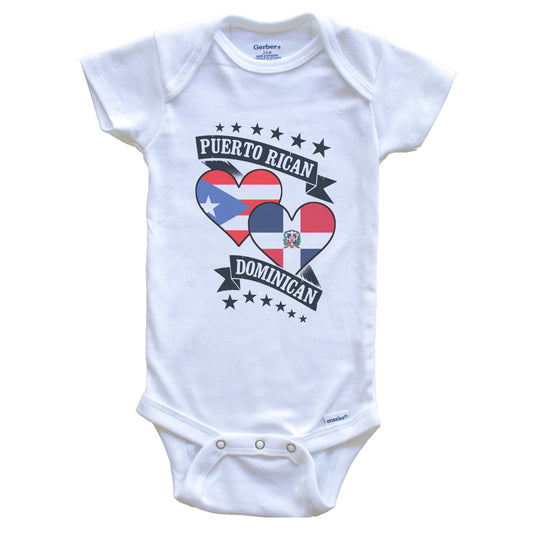 Puerto Rican Dominican Heart Flags Puerto Rico Dominican Republic Baby Bodysuit