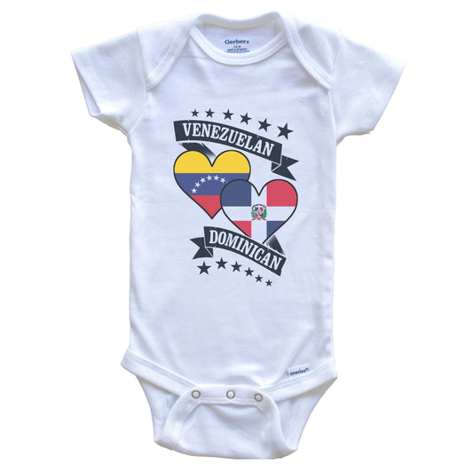 Venezuelan Dominican Heart Flags Venezuela Dominican Republic Baby Bodysuit