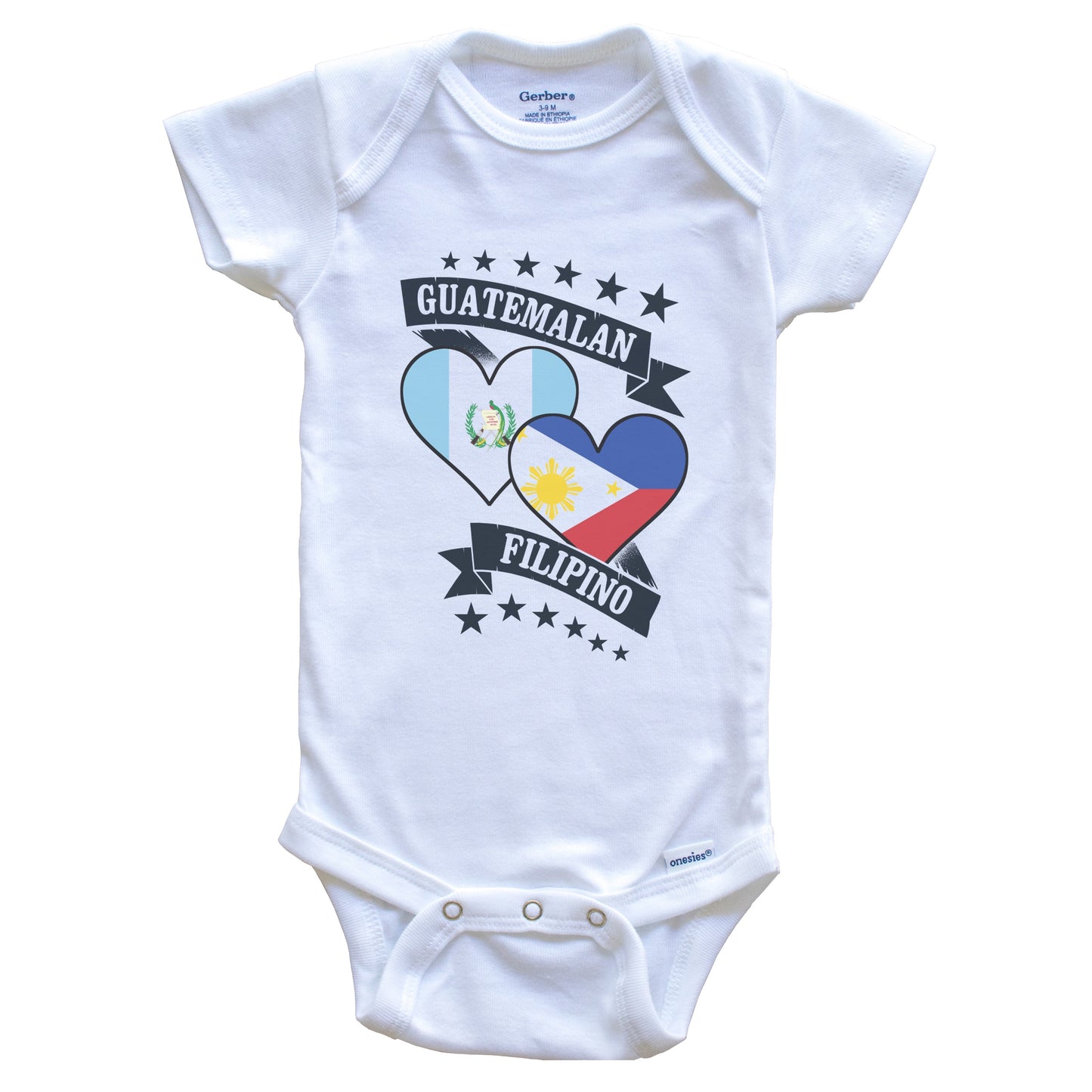 Guatemalan Filipino Heart Flags Guatemala Philippines Baby Bodysuit
