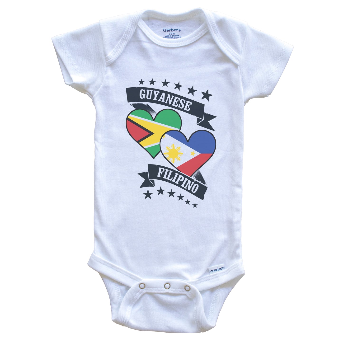 Guyanese Filipino Heart Flags Guyana Philippines Baby Bodysuit