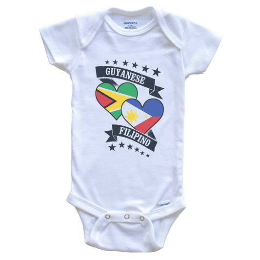 Guyanese Filipino Heart Flags Guyana Philippines Baby Bodysuit
