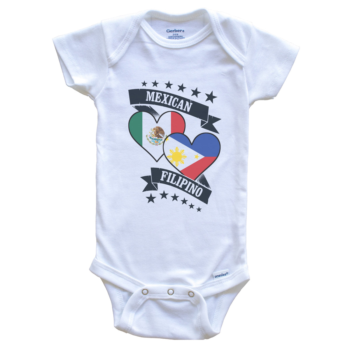 Mexican Filipino Heart Flags Mexico Philippines Baby Bodysuit