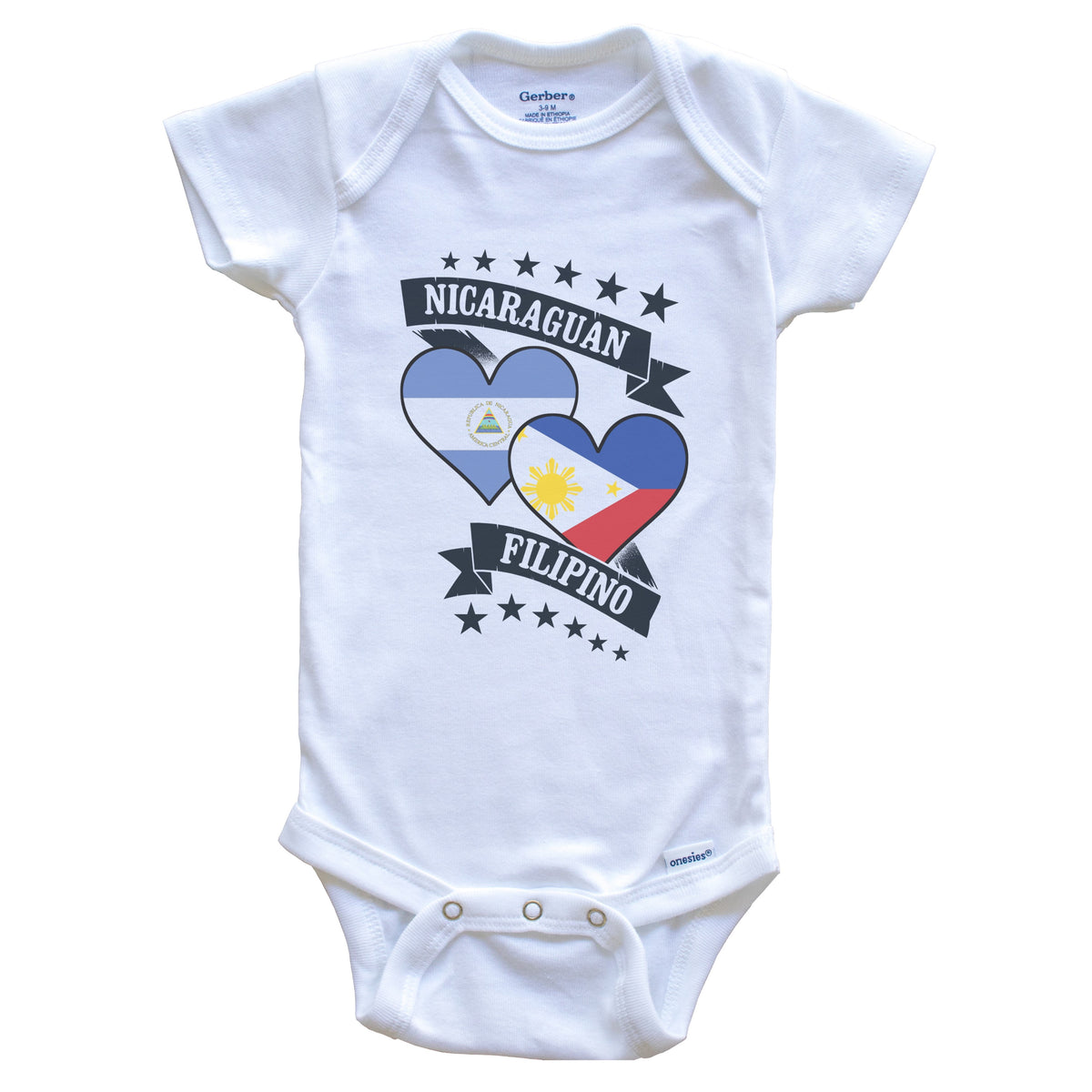 Nicaraguan Filipino Heart Flags Nicaragua Philippines Baby Bodysuit