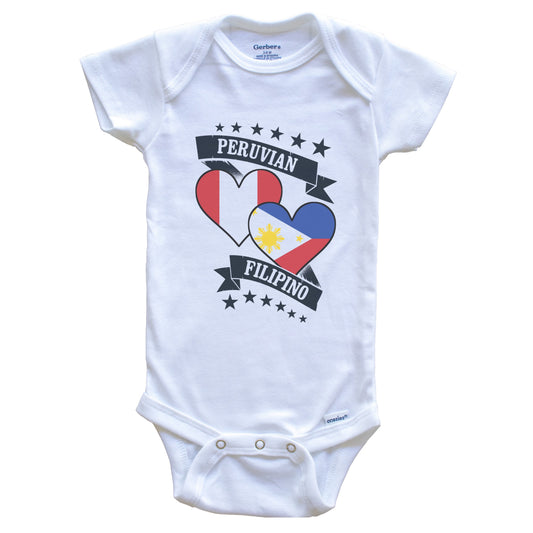 Peruvian Filipino Heart Flags Peru Philippines Baby Bodysuit