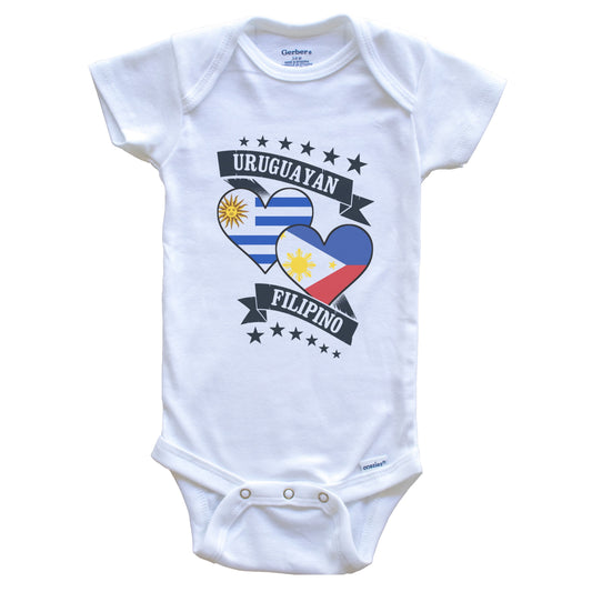 Uruguayan Filipino Heart Flags Uruguay Philippines Baby Bodysuit