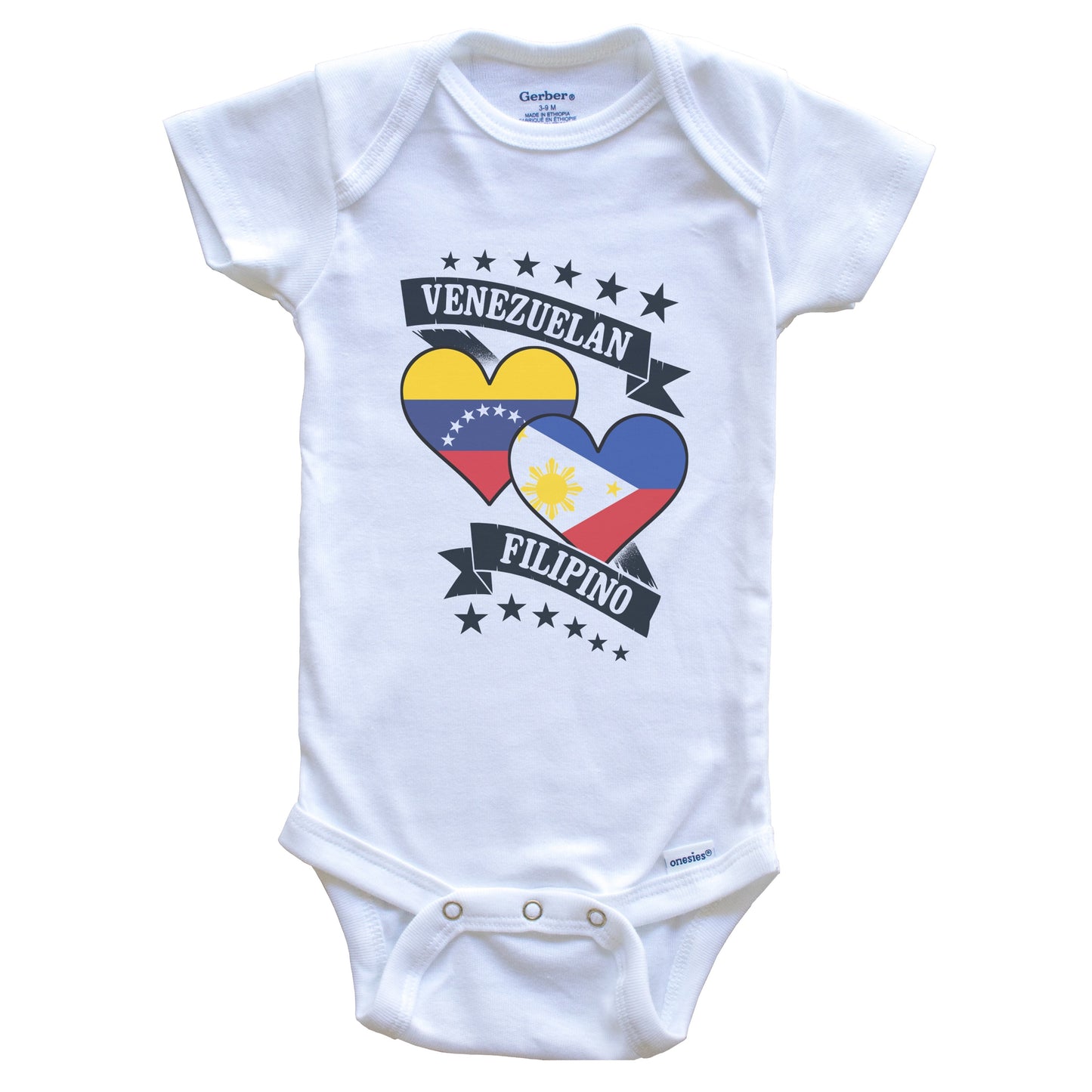 Venezuelan Filipino Heart Flags Venezuela Philippines Baby Bodysuit