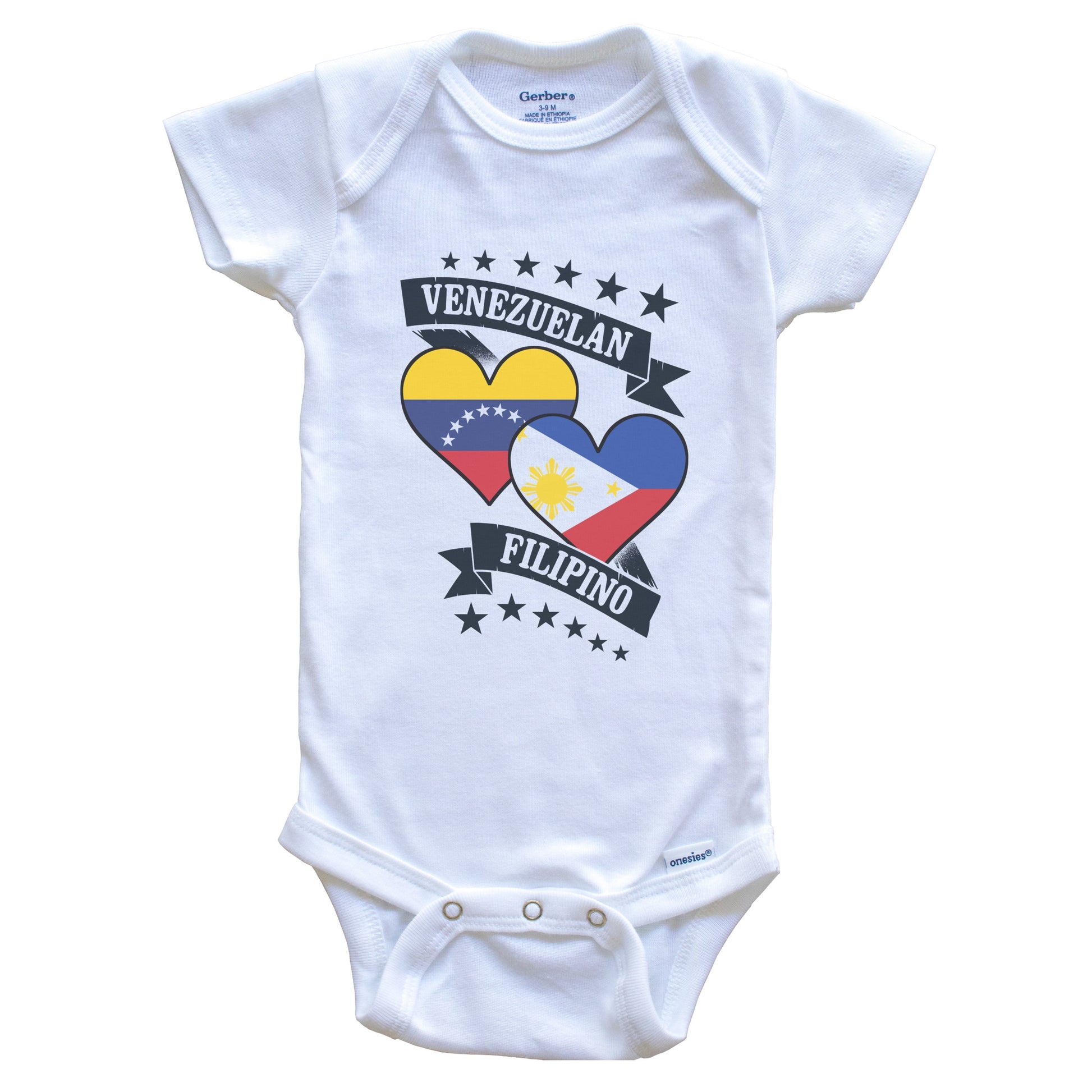Venezuelan Filipino Heart Flags Venezuela Philippines Baby Bodysuit