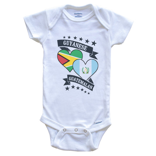 Guyanese Guatemalan Heart Flags Guyana Guatemala Baby Bodysuit