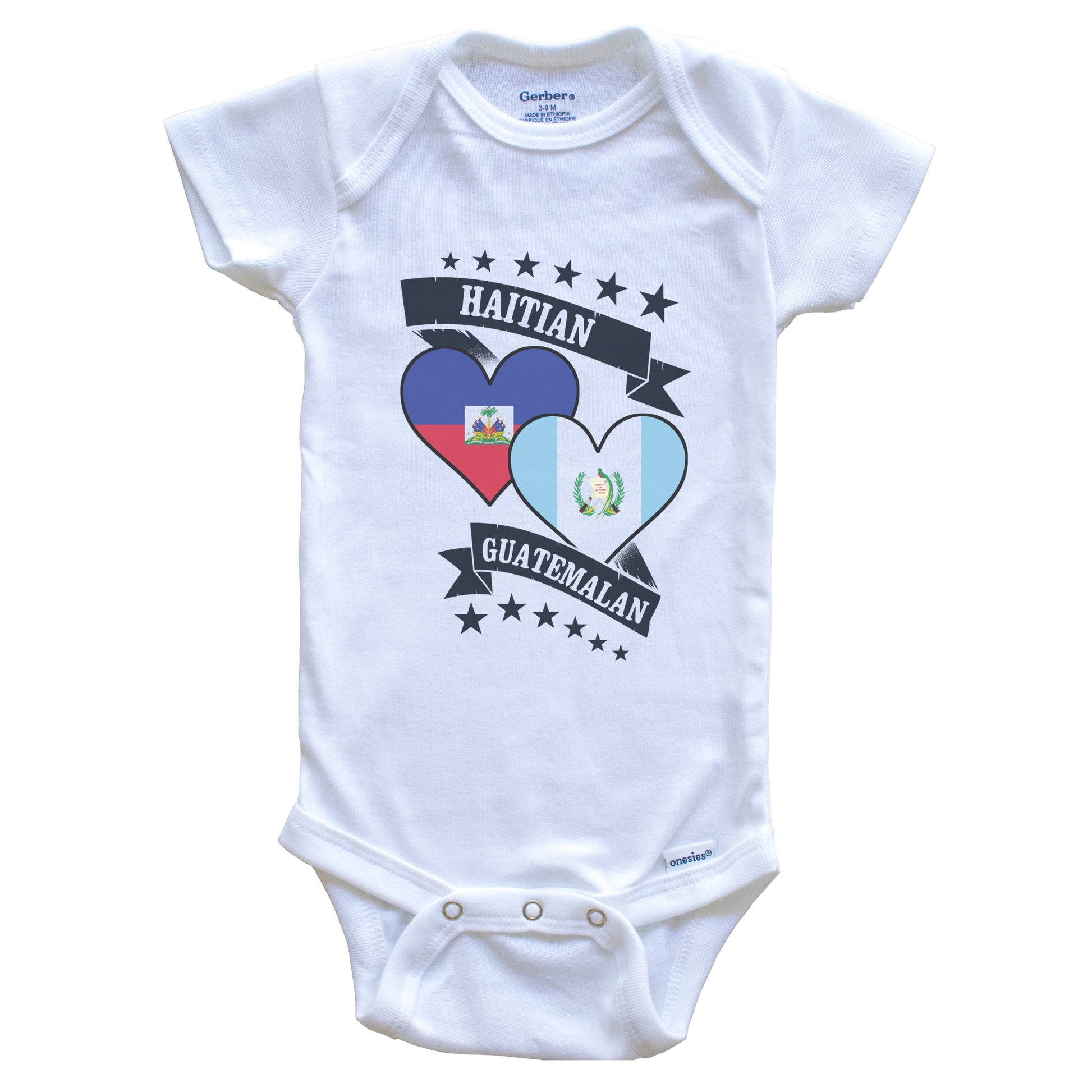 Haitian Guatemalan Heart Flags Haiti Guatemala Baby Bodysuit