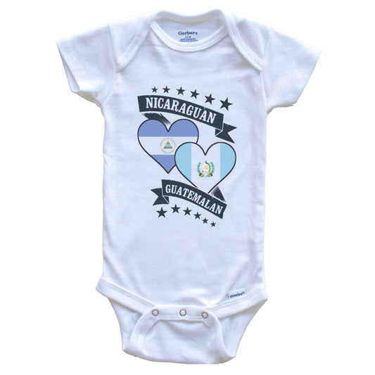 Nicaraguan Guatemalan Heart Flags Nicaragua Guatemala Baby Bodysuit