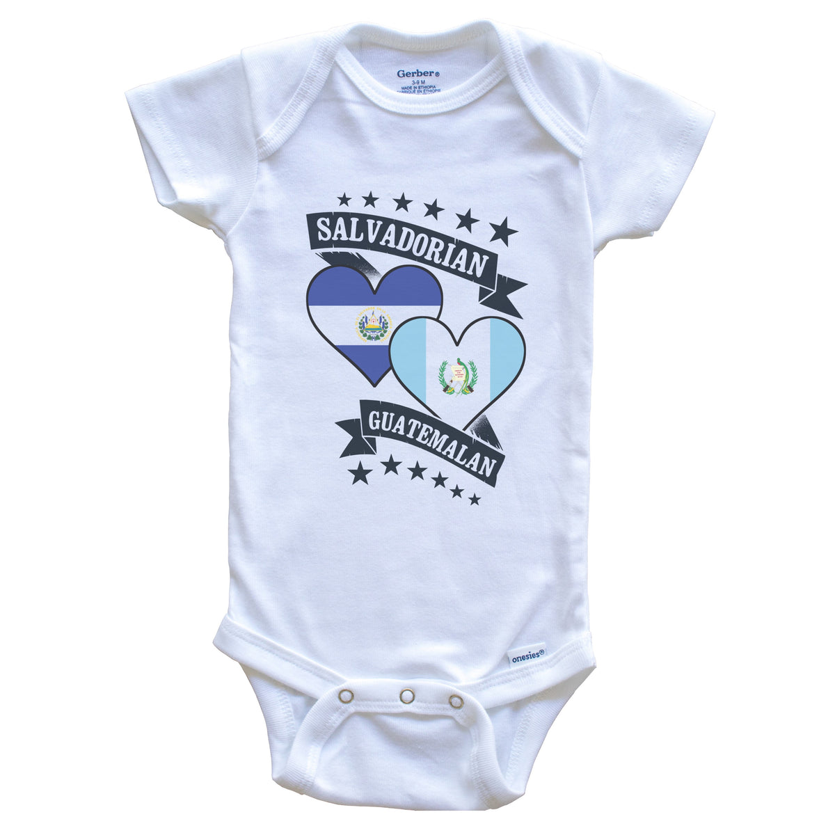 Salvadorian Guatemalan Heart Flags El Salvador Guatemala Baby Bodysuit