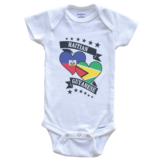 Haitian Guyanese Heart Flags Haiti Guyana Baby Bodysuit