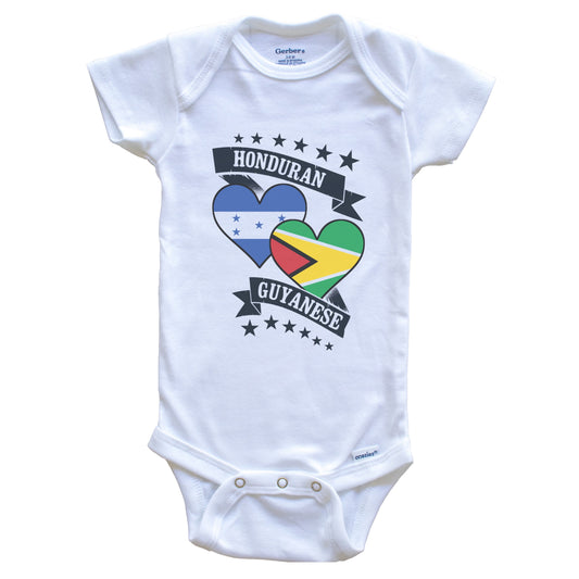 Honduran Guyanese Heart Flags Honduras Guyana Baby Bodysuit