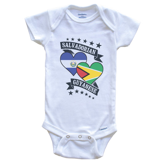 Salvadorian Guyanese Heart Flags El Salvador Guyana Baby Bodysuit