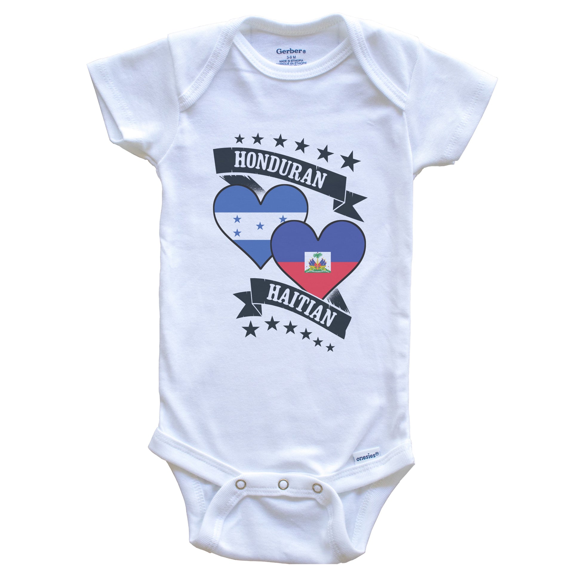 Honduran Haitian Heart Flags Honduras Haiti Baby Bodysuit