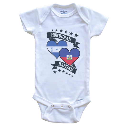 Honduran Haitian Heart Flags Honduras Haiti Baby Bodysuit