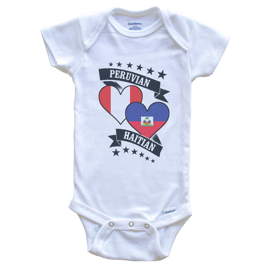 Peruvian Haitian Heart Flags Peru Haiti Baby Bodysuit