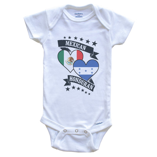 Mexican Honduran Heart Flags Mexico Honduras Baby Bodysuit